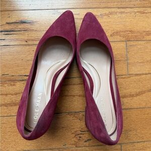 Cole Haan Women’s Cassandra Suede Pointed Toe Pump in Burgundy